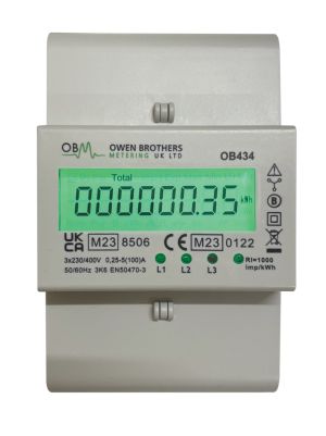 OB434 Direct 100A, Mid Approved, DIN Rail, Direct Connected DIGITAL METER