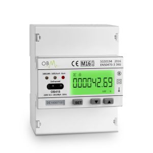 OB418 100A, MID Approved, DIN Rail, Direct Connected, RS485, Bi-Directional Digital Meter